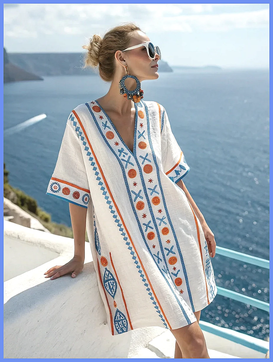 Dresses - Vestido de Praia Solto com Estampa