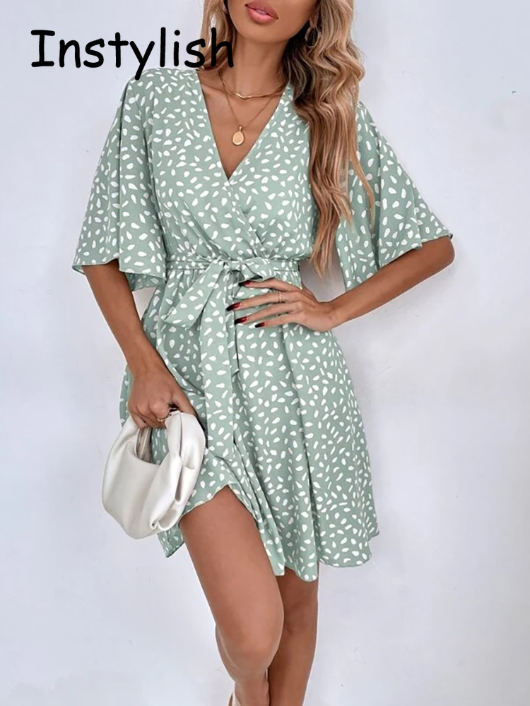 French Vintage Floral Midi Dress - Mini vestido estampado com cinto, elegante