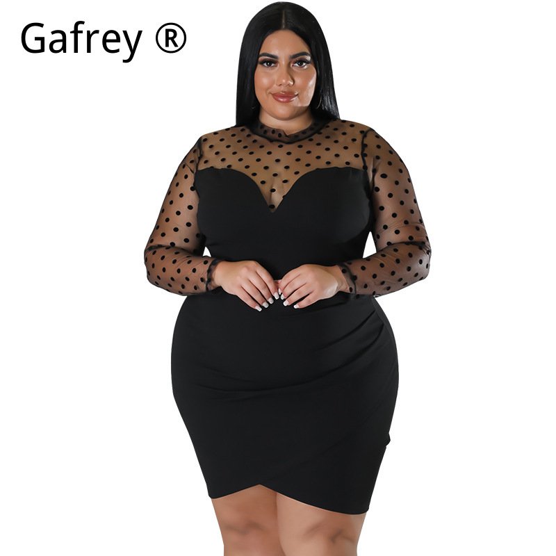 Sexy Mesh Sheer Bodycon Dress - Vestido Midi Bodycon Transparente com Patchwork