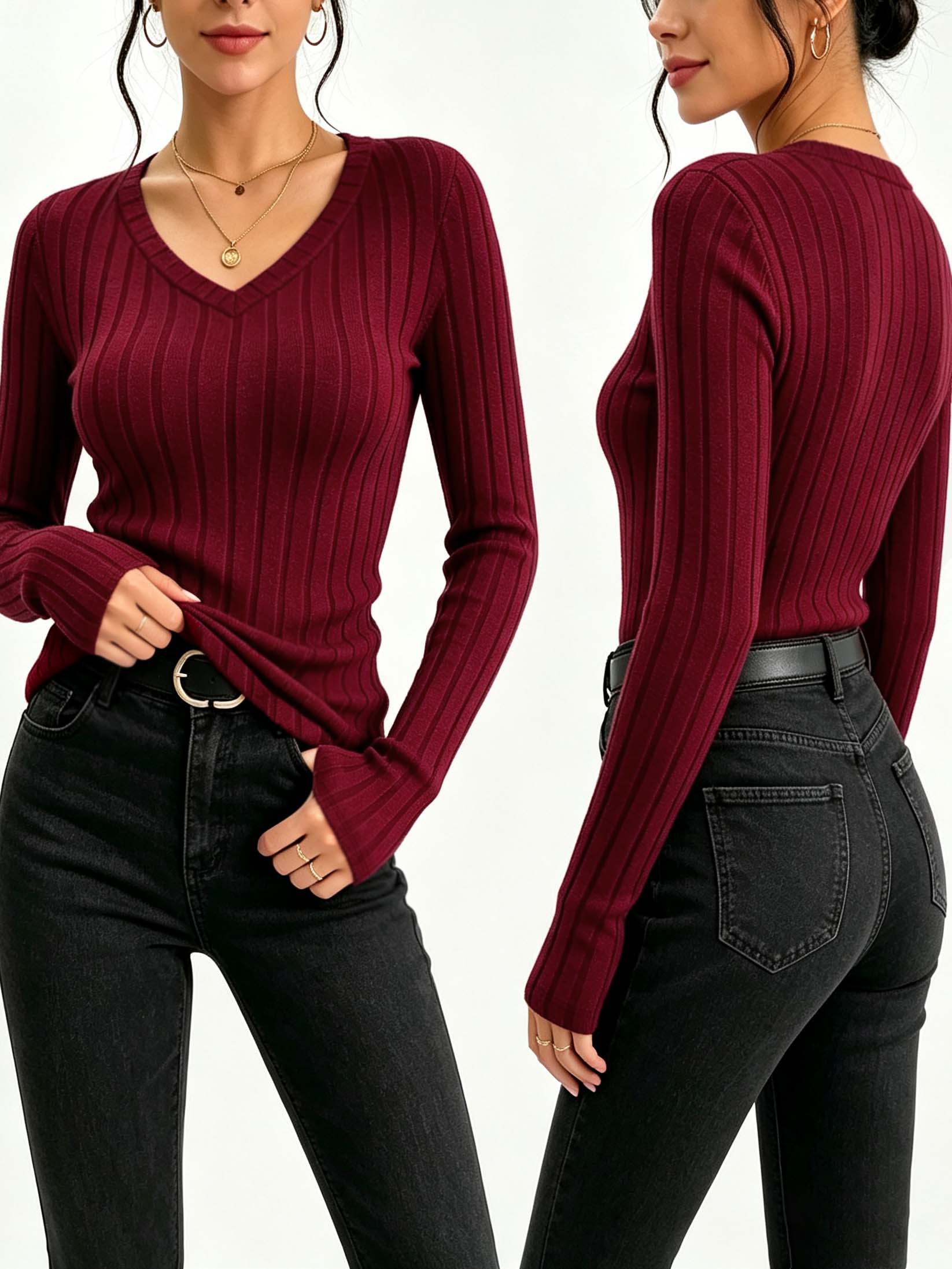 Blouses - Camiseta Feminina de Malha Canelada com