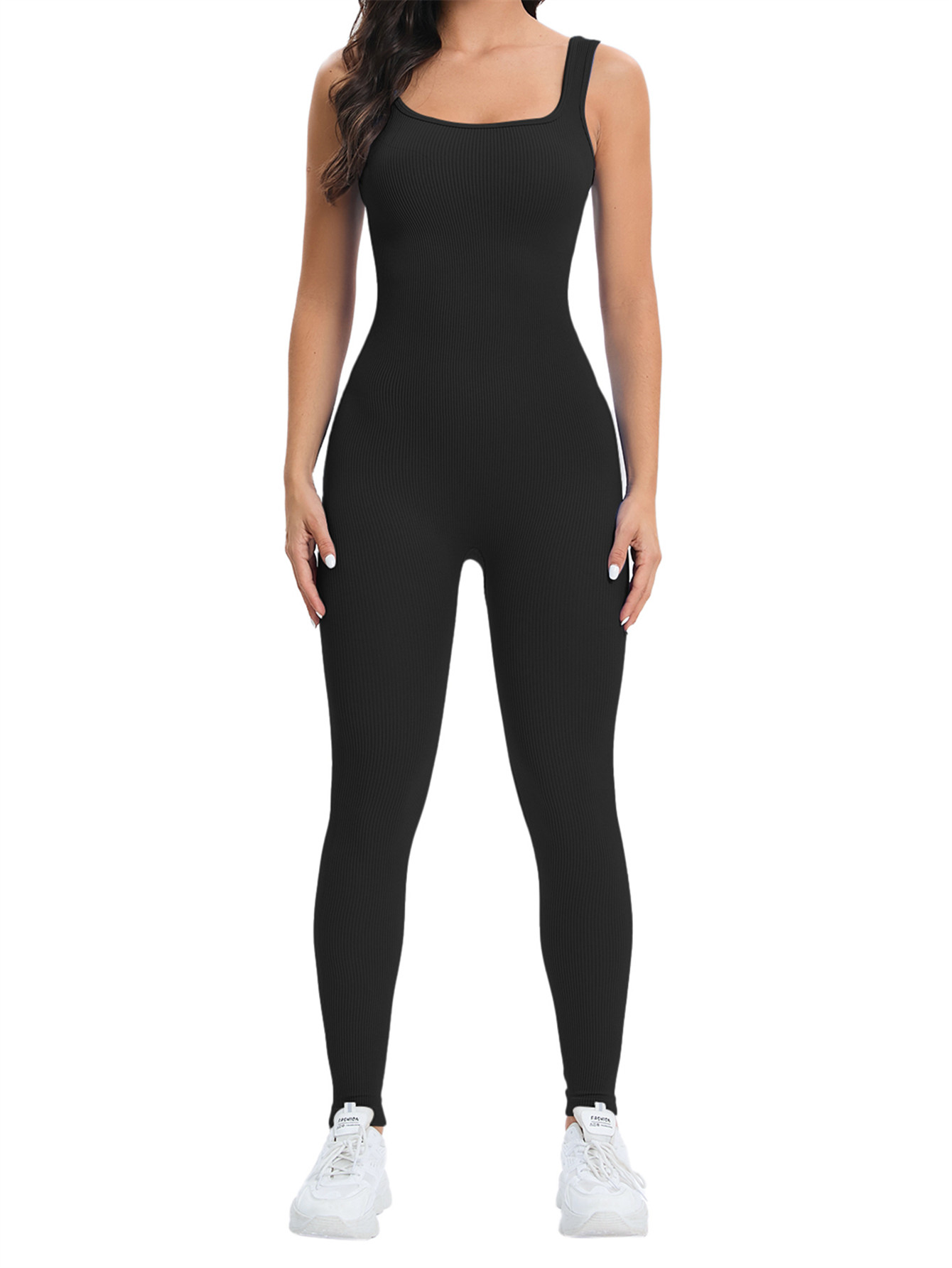 Seamless Ribbed Workout Tank Top - Mulheres treino sem costura macacão yoga