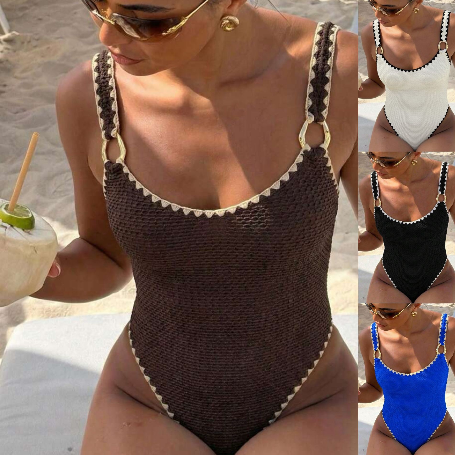 Swimwear - Maiô Feminino Sem Mangas, Cor Sólida,