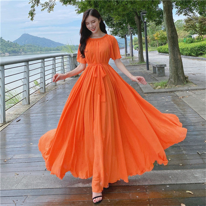 French Vintage Floral Midi Dress - Vestido de praia de chiffon extra
