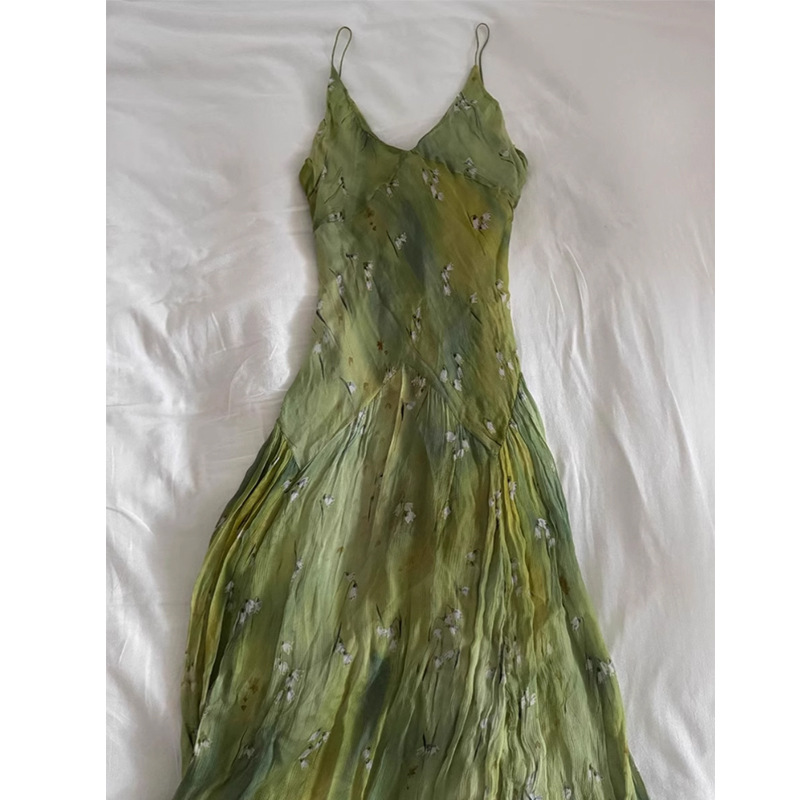 French Vintage Floral Midi Dress - 2025 novo vintage elegante francês floral
