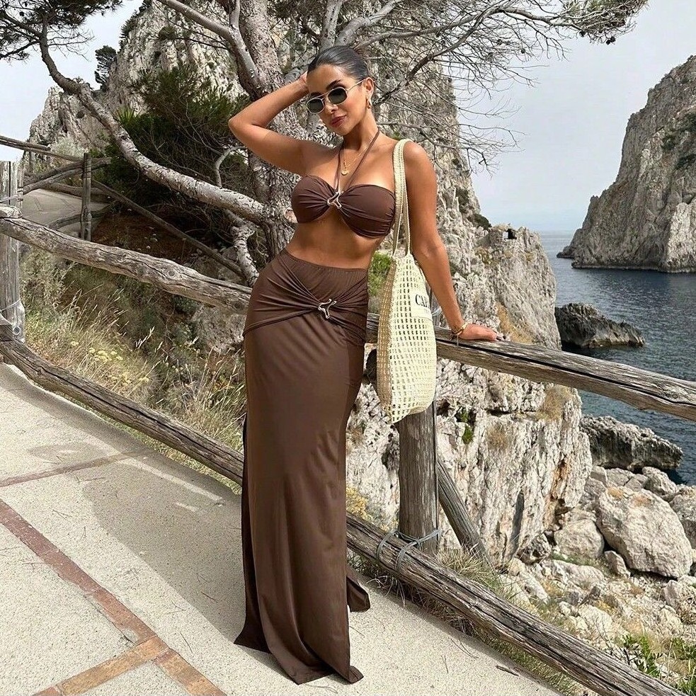 Swimwear - Biquíni Tankini Feminino Sem Mangas com