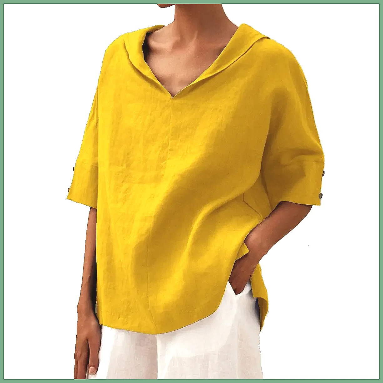 Blouses - Camisa Feminina Solta de Algodão e