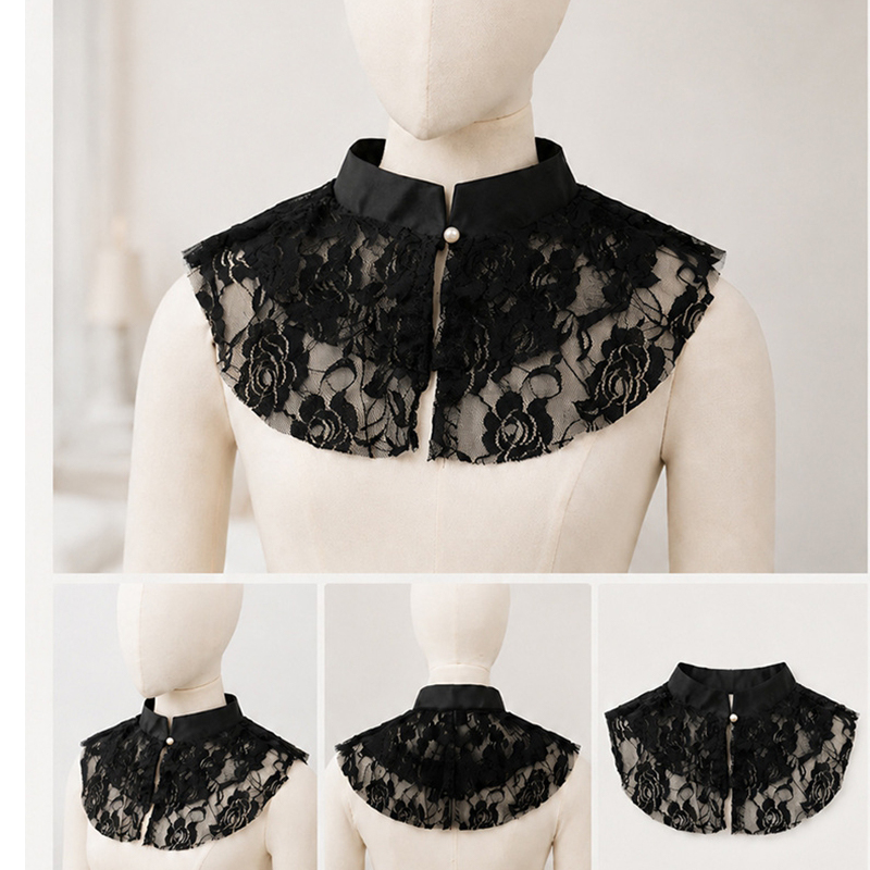 Dresses - Elegante Gola Falsa de Renda Floral