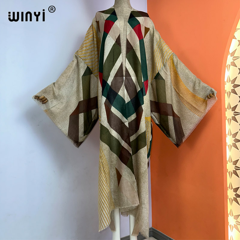 Boho Summer Beach Maxi Dress - WINYI-Quimono estampa Boho para o verão,
