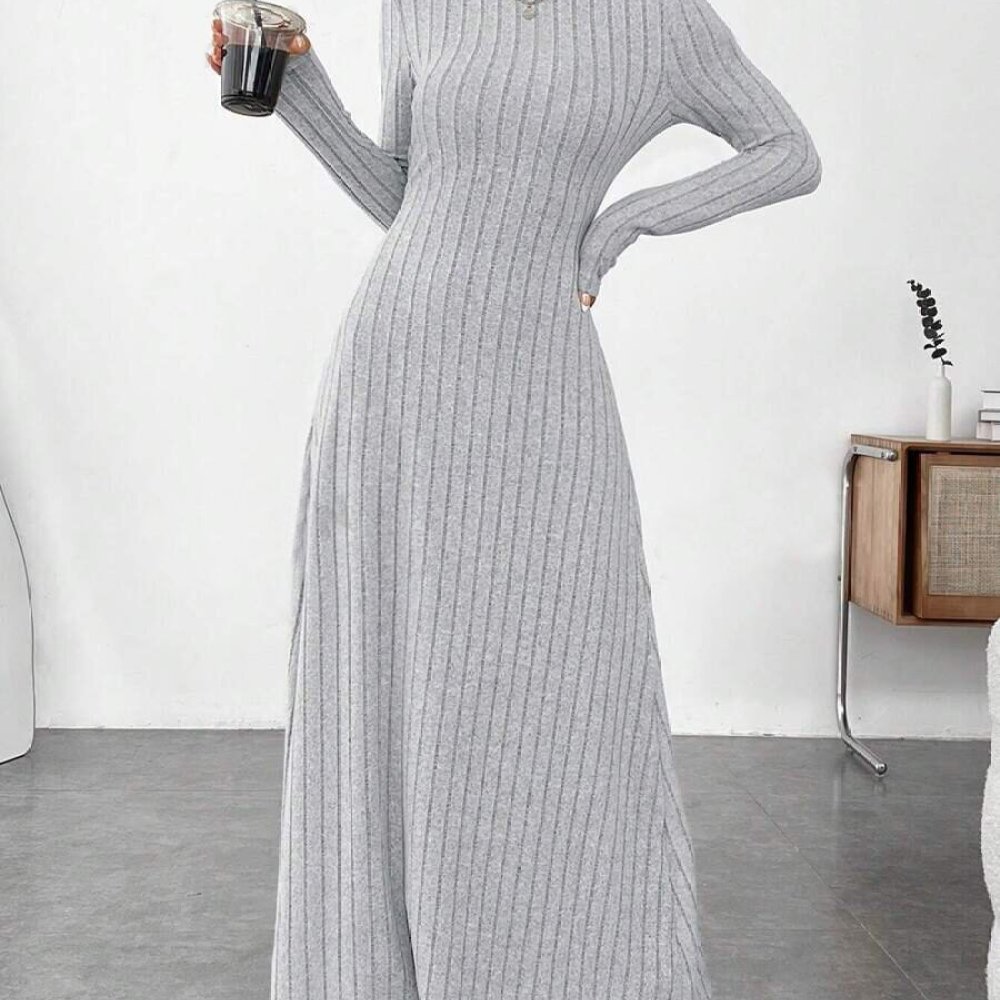 Vestido Elegante de Outono com - Bodycon Long Sleeve Ribbed Dress avaliação e preço