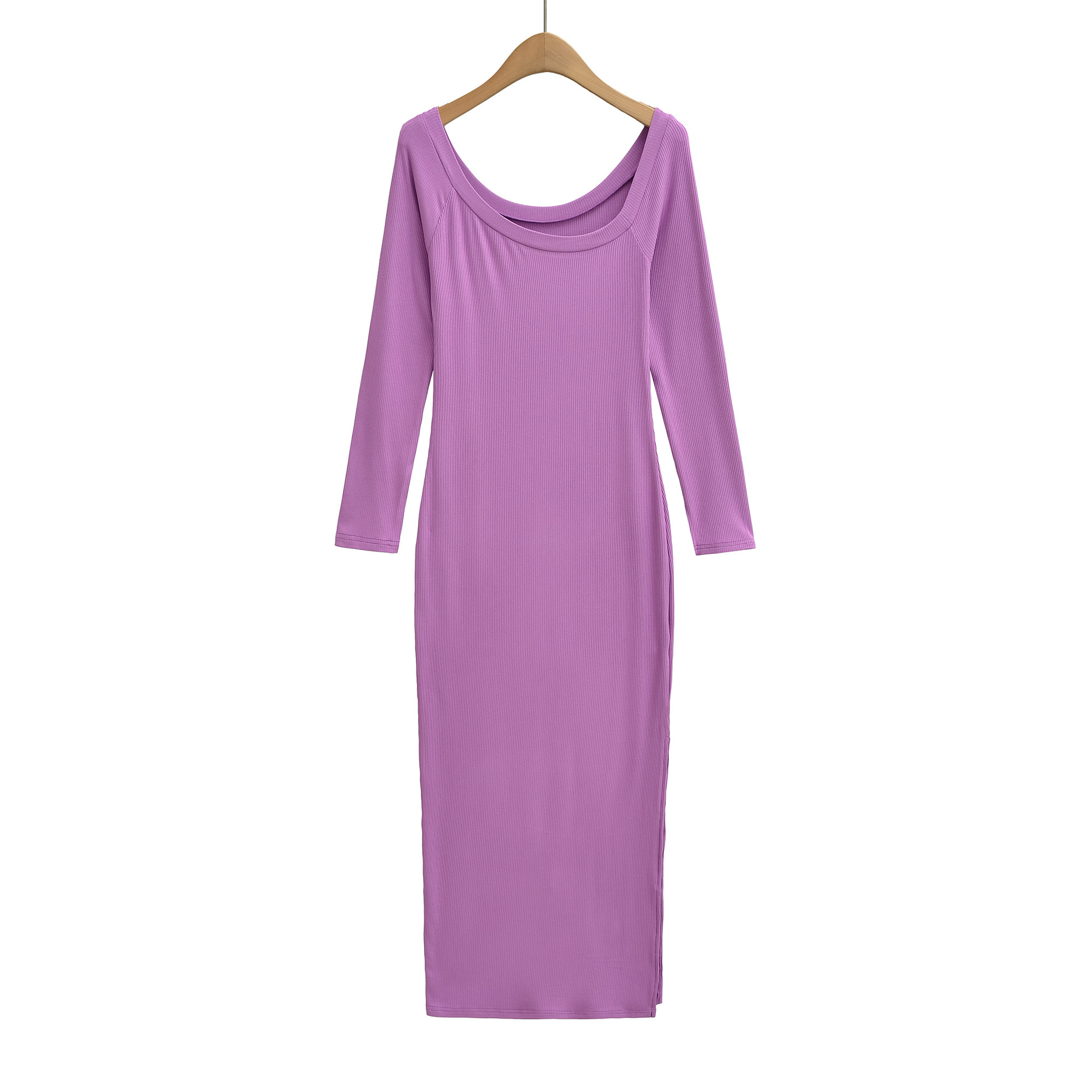Vestido Canelado Feminino FUZE - Bodycon Long Sleeve Ribbed Dress avaliação e preço