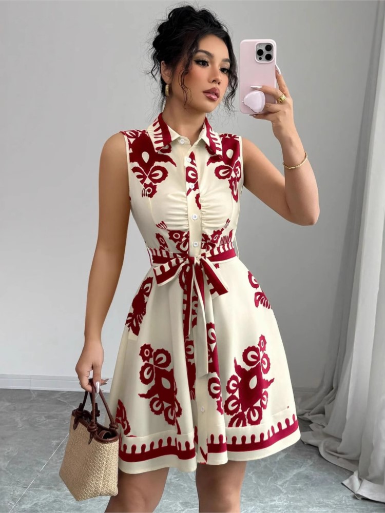 Verão nova moda vestido casual - French Vintage Floral Midi Dress avaliação e preço