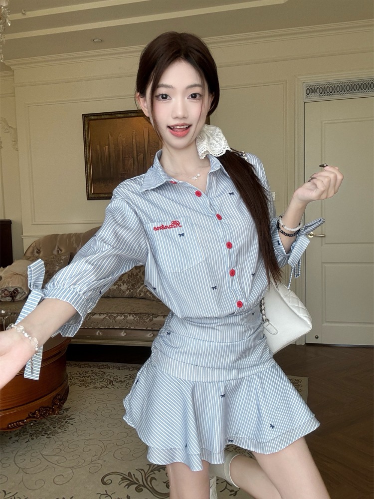 Vestido Camisa Listrado Casual - Korean Style A Line Shirt Dress avaliação e preço