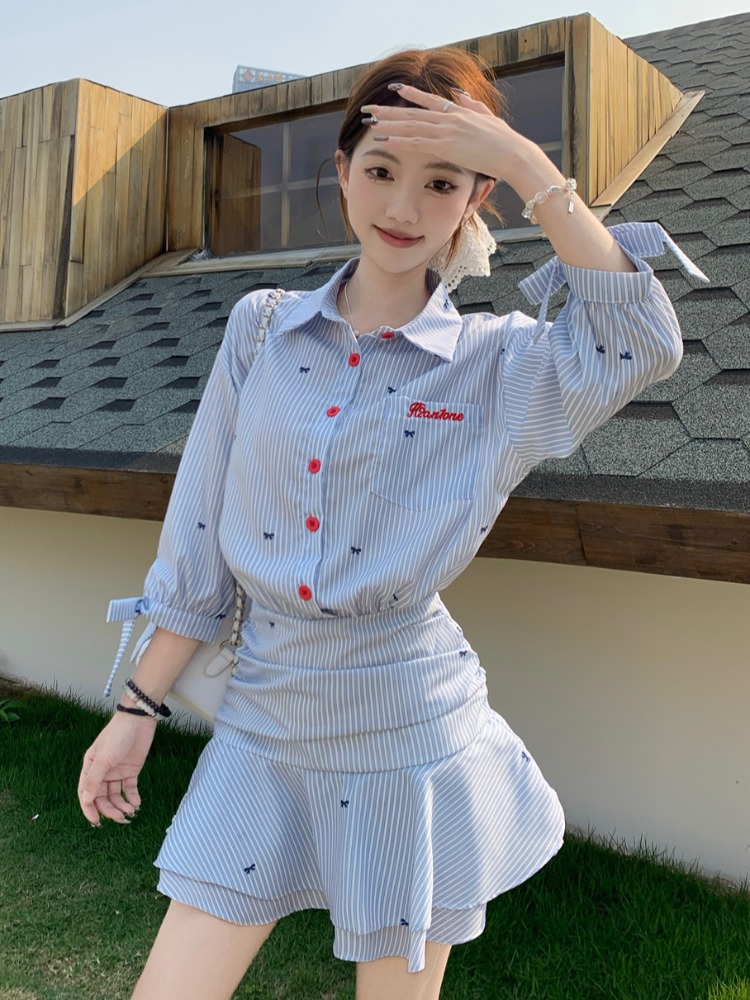 Vestido Camisa Listrado Casual - Korean Style A Line Shirt Dress avaliação e preço