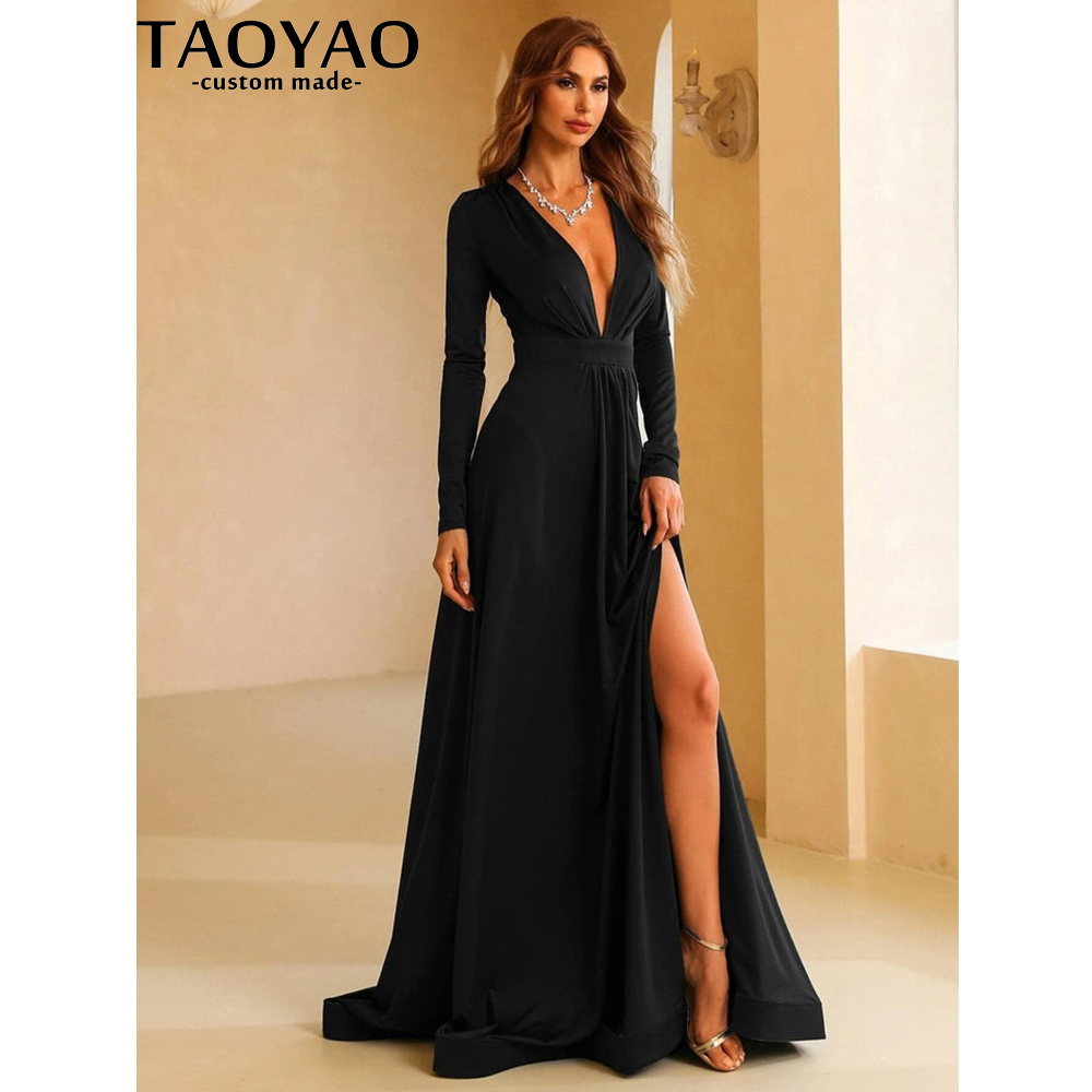 Taoyao vestidos de noite femin - Elegant Satin Evening Gown Split avaliação e preço