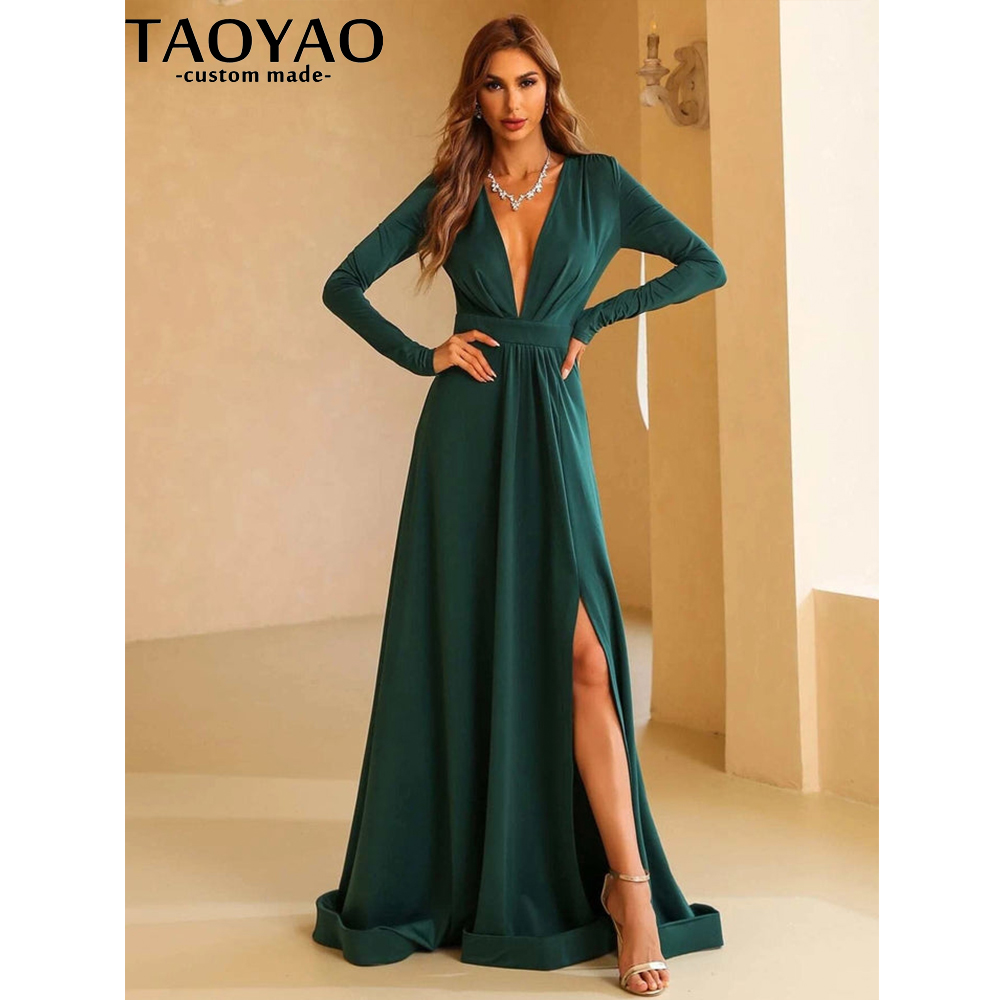 Taoyao vestidos de noite femin - Elegant Satin Evening Gown Split avaliação e preço