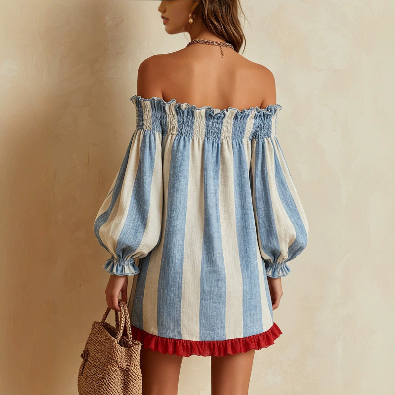 Vestido Feminino 2026 Ombro a  - Off Shoulder Puff Sleeve Sundress avaliação e preço