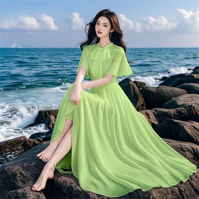 Vestido Longo de Praia em Chif - Boho Summer Beach Maxi Dress avaliação e preço