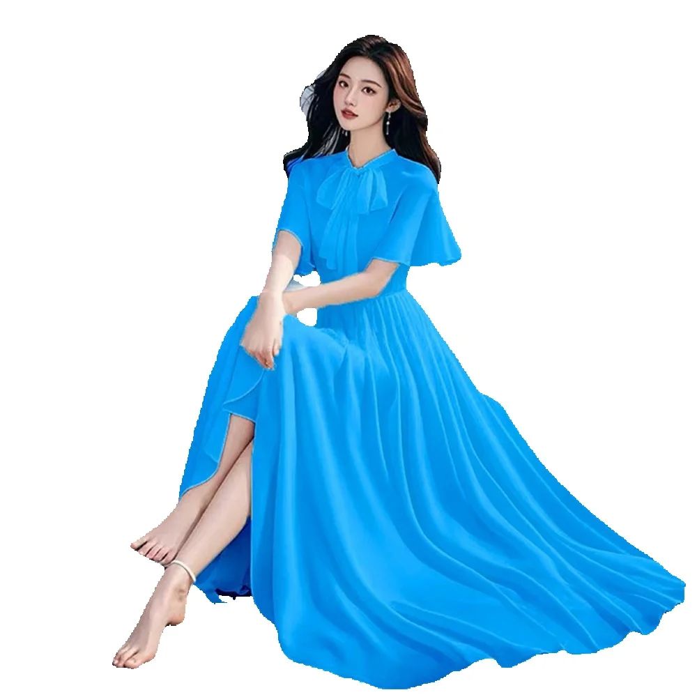 Vestido Longo de Praia em Chif - Boho Summer Beach Maxi Dress avaliação e preço