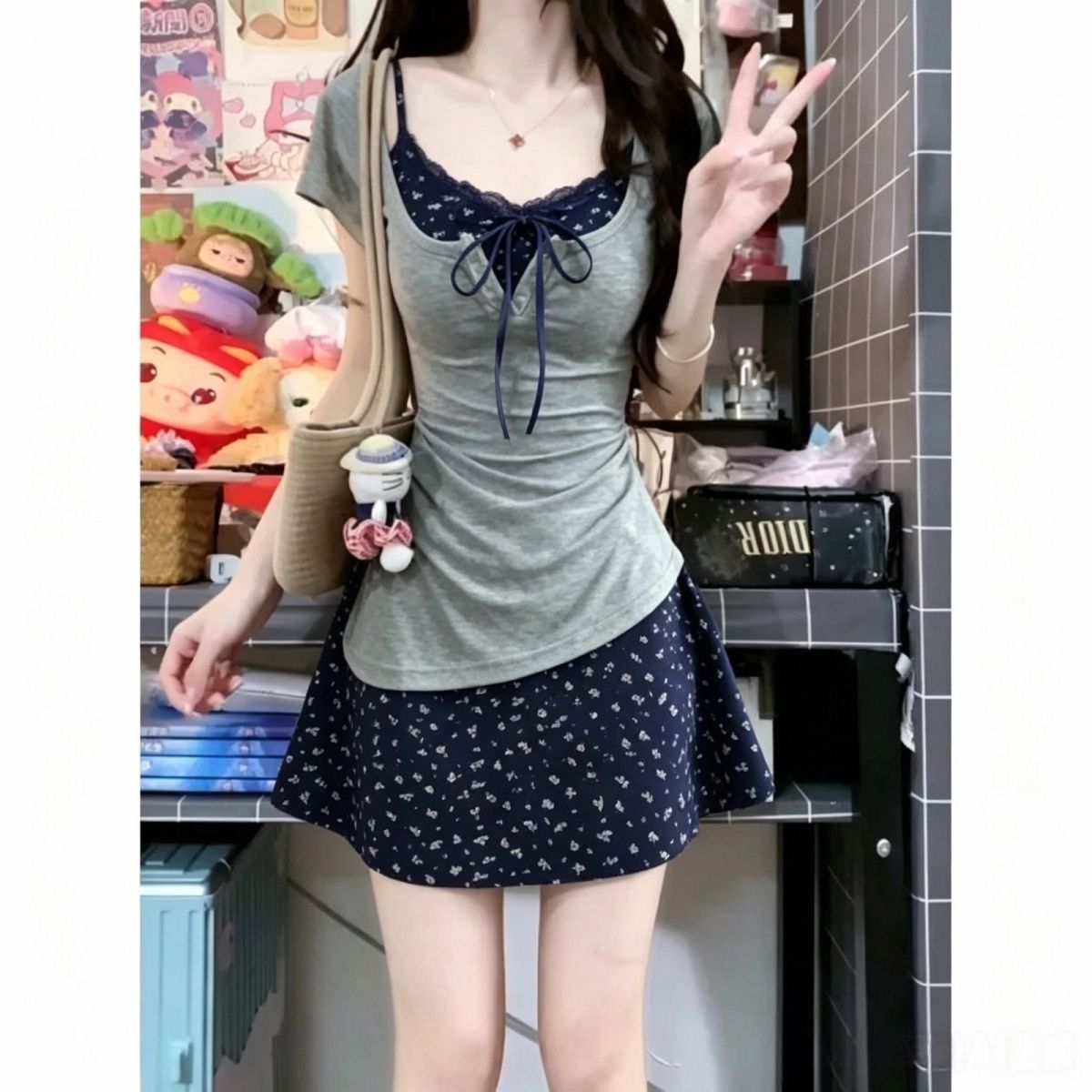 Conjunto Feminino de Duas Peça - Korean Style A Line Shirt Dress avaliação e preço