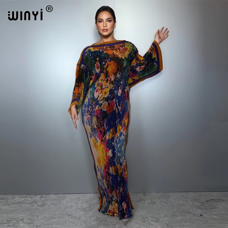Winyi verão plissado elástico  - Boho Summer Beach Maxi Dress avaliação e preço