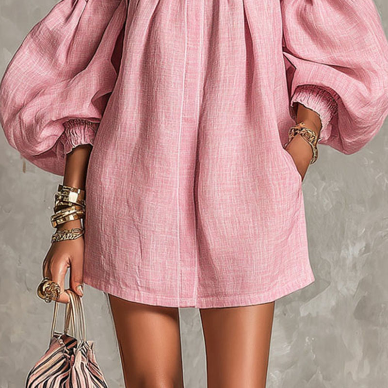 Novo Vestido Mini Feminino de  - Off Shoulder Puff Sleeve Sundress avaliação e preço