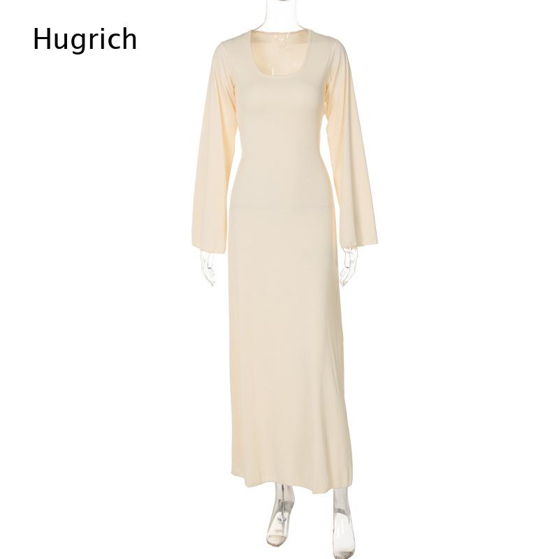 Vestido Maxi Elegante de Malha - Bodycon Long Sleeve Ribbed Dress avaliação e preço