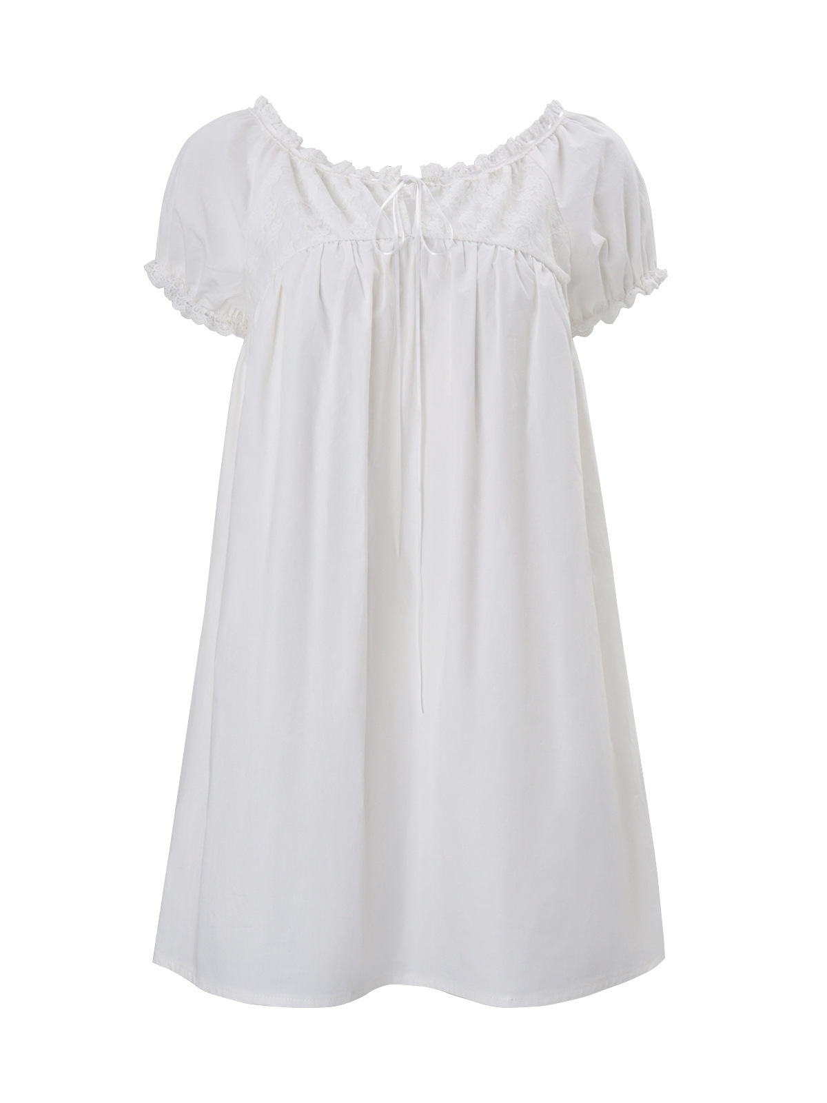 Vestido Mini Branco de Renda c - Off Shoulder Puff Sleeve Sundress avaliação e preço