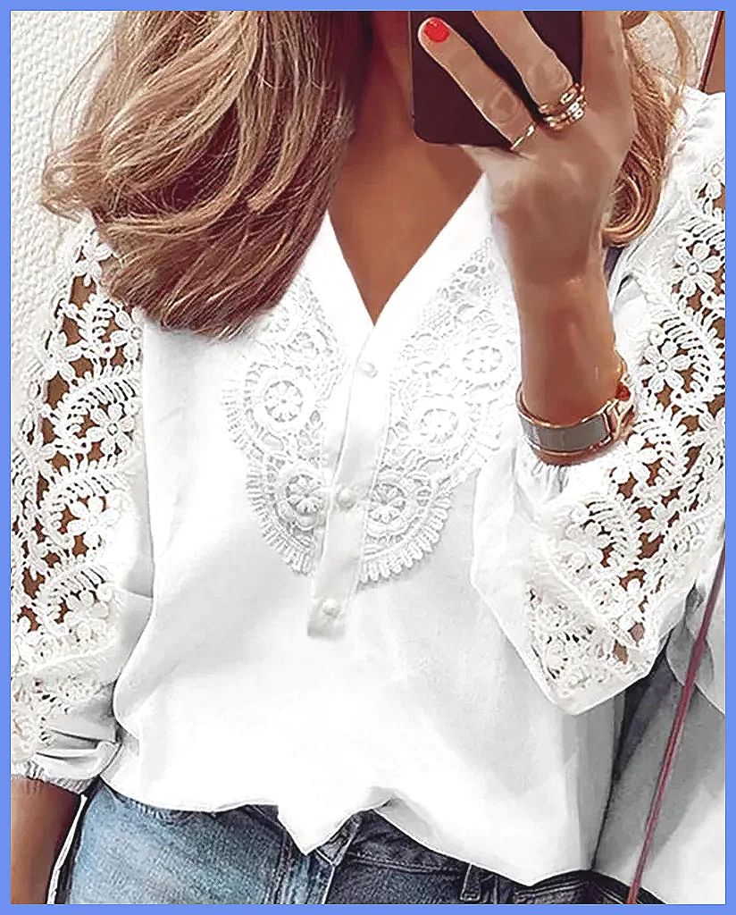 Blusa Elegante Branca de Renda - Blouses avaliação e preço