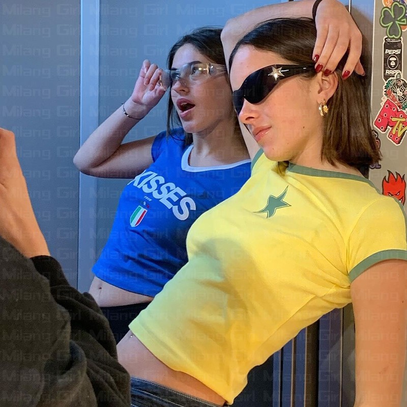 2023 feminino carta gótico col - Y2K Graphic Baby Tee Crop avaliação e preço