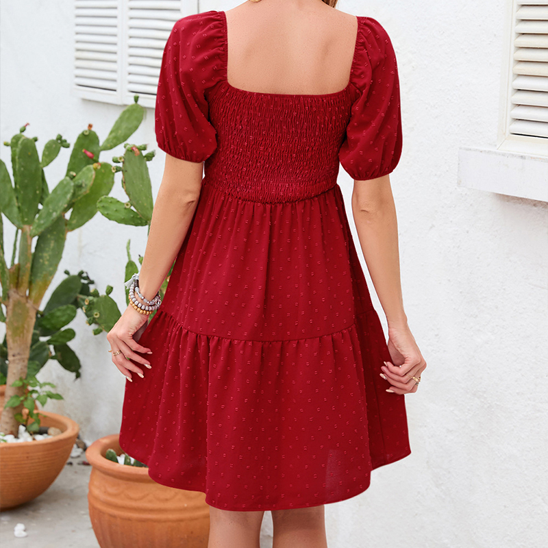 Elegante feminino verão vestid - Off Shoulder Puff Sleeve Sundress avaliação e preço