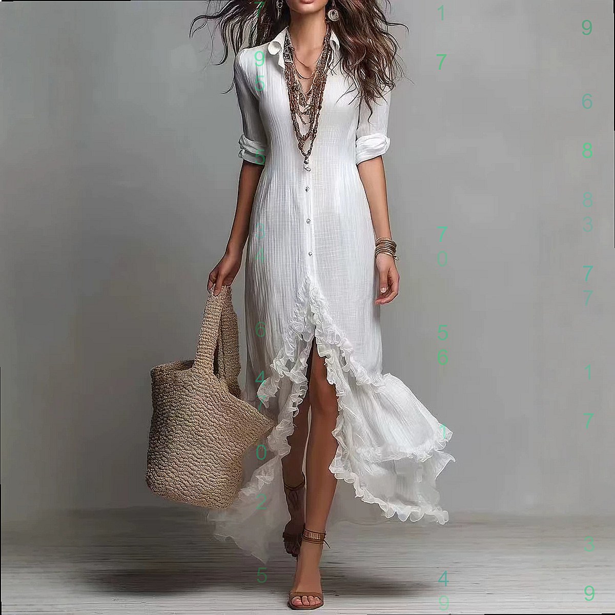 Vestido de algodão e linho com - Casual Loose Linen Shirt Dress avaliação e preço