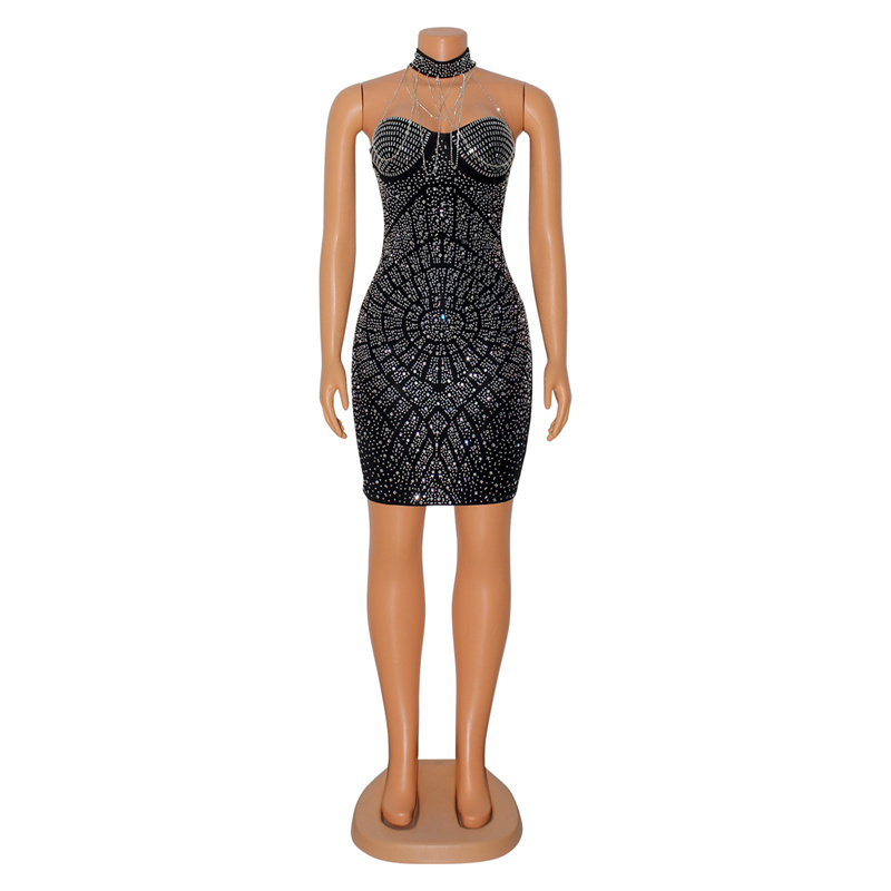 Doyerl brilhante strass diaman - Sparkly Rhinestone Club Party Dress avaliação e preço