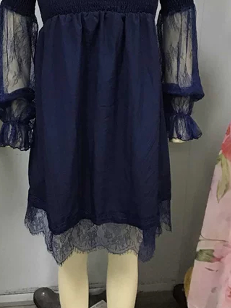 Vestido Mini de Renda com Ombr - Off Shoulder Puff Sleeve Sundress avaliação e preço