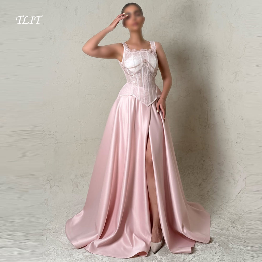 Vestidos de Noite Elegantes em - Elegant Satin Evening Gown Split avaliação e preço