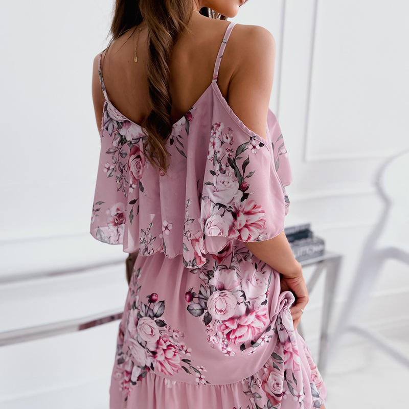 Mulher vestido 2025 verão flor - French Vintage Floral Midi Dress avaliação e preço