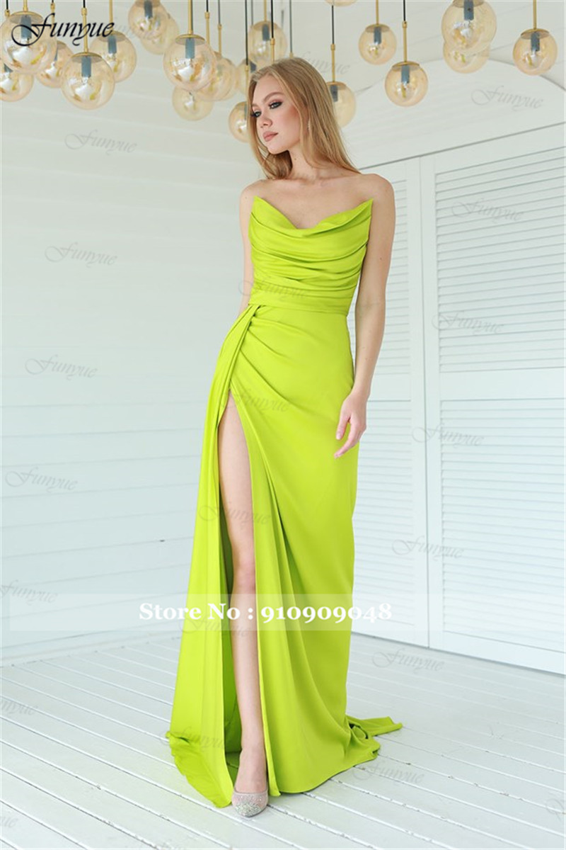 Elegante fora do ombro vestido - Elegant Satin Evening Gown Split avaliação e preço