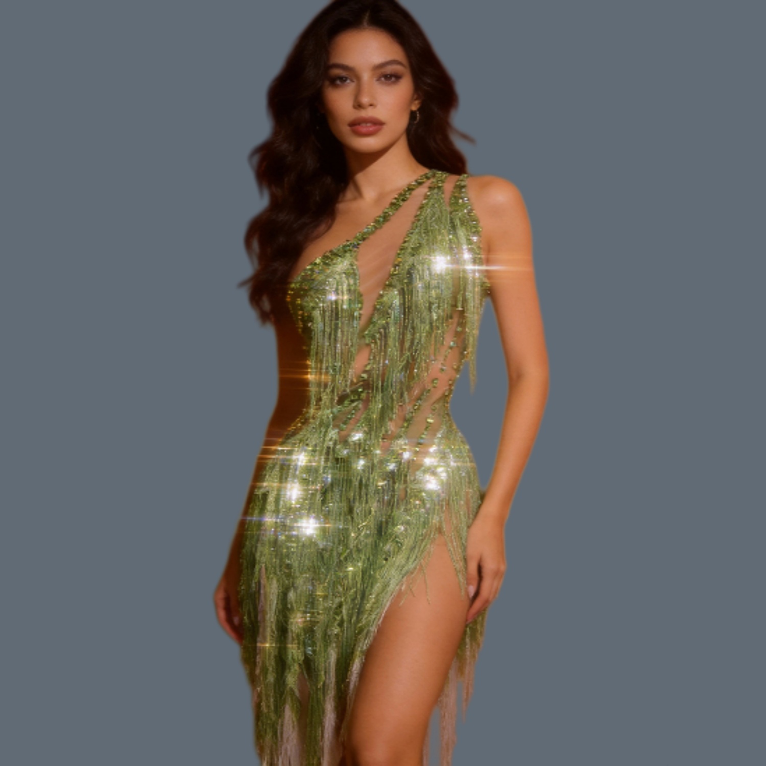 Vestido Mini Sexy para Mulhere - Sparkly Rhinestone Club Party Dress avaliação e preço