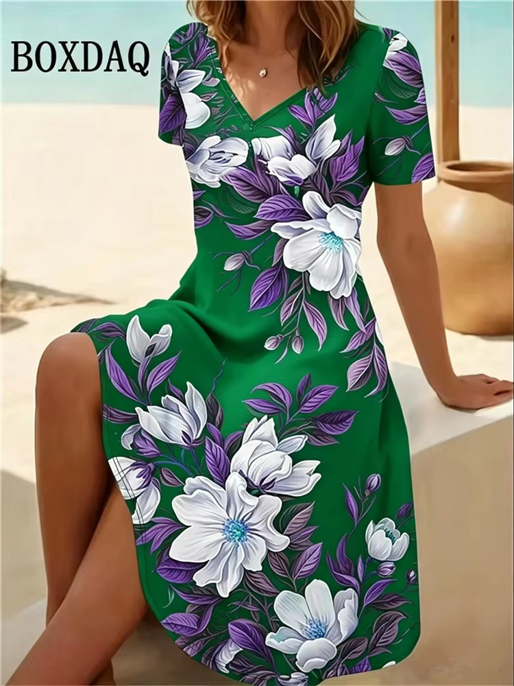 Vestidos Femininos Plus Size 6 - Boho Summer Beach Maxi Dress avaliação e preço