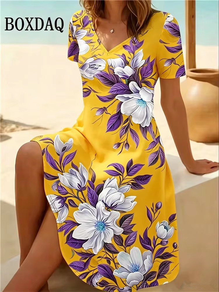 Vestidos Femininos Plus Size 6 - Boho Summer Beach Maxi Dress avaliação e preço