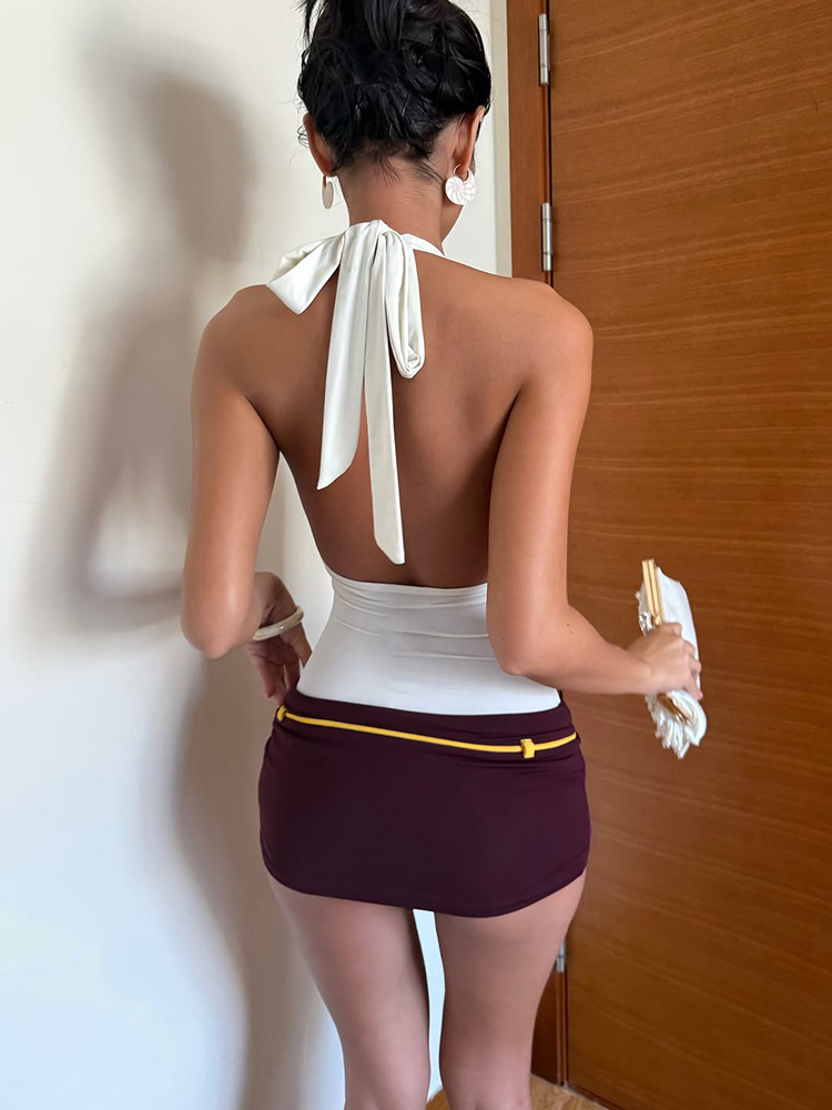 Vestido Mini Feminino Kliou co - Y2K Backless Halter Mini Dress avaliação e preço