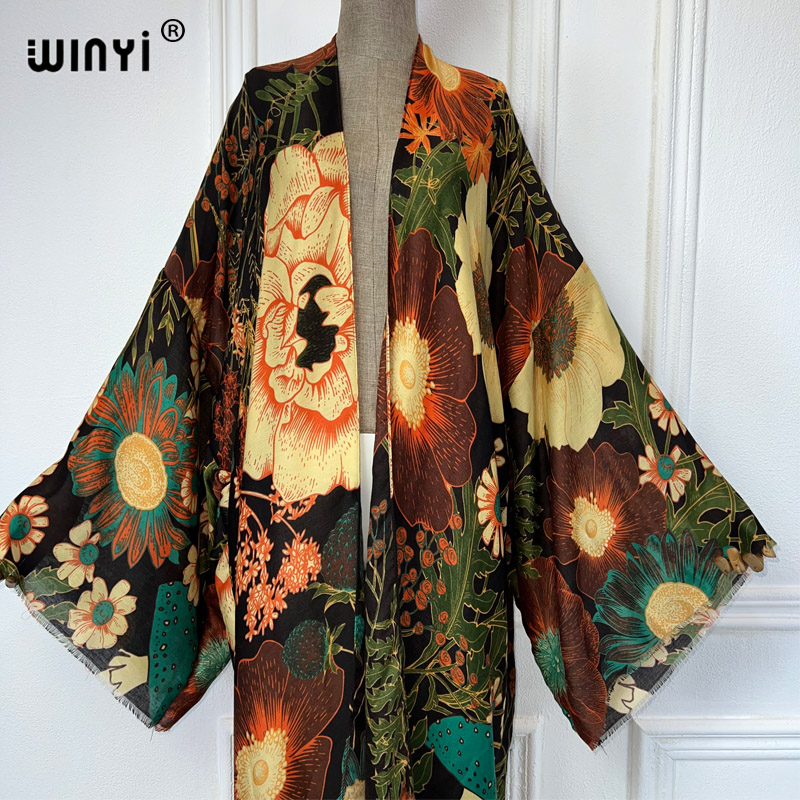 WINYI África Moda Verão Kimono - Boho Summer Beach Maxi Dress avaliação e preço