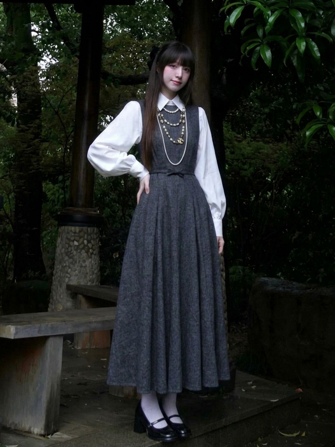 Conjunto de Vestido Estilo Hep - Korean Style A Line Shirt Dress avaliação e preço