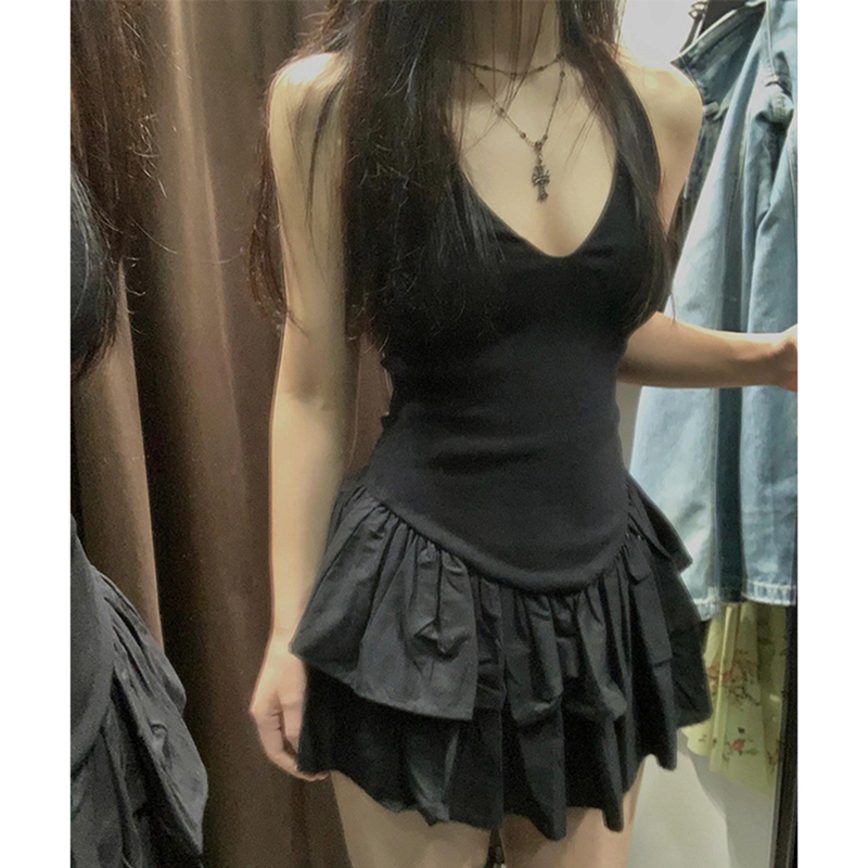 Mexzt y2k preto mini vestido f - Y2K Backless Halter Mini Dress avaliação e preço