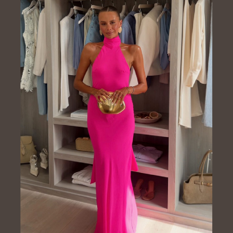 Vestido Maxi de Cetim para Mul - Elegant Satin Evening Gown Split avaliação e preço
