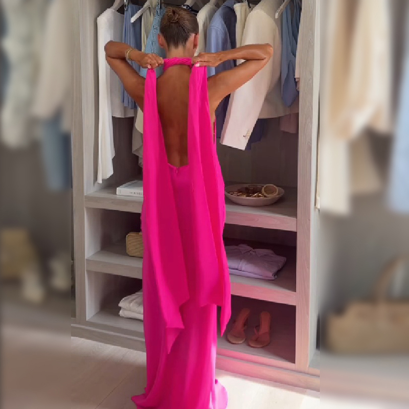 Vestido Maxi de Cetim para Mul - Elegant Satin Evening Gown Split avaliação e preço