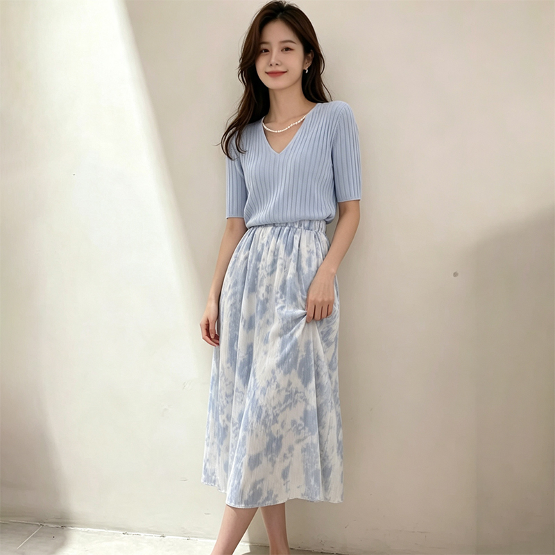 Conjunto Feminino de Verão 202 - Korean Style A Line Shirt Dress avaliação e preço