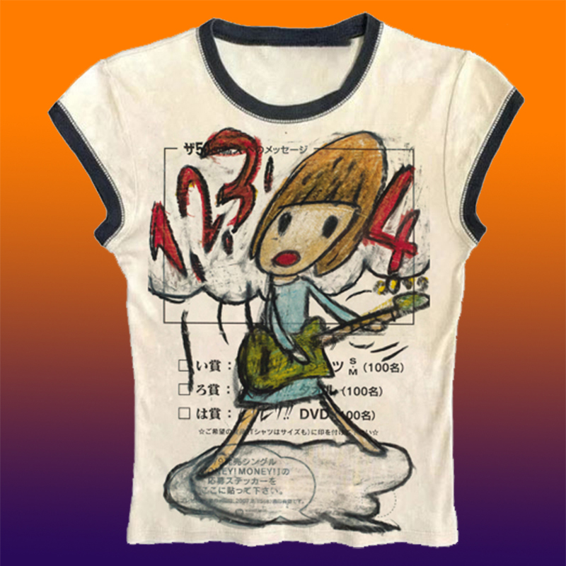 Y2k coreano roupas populares e - Y2K Graphic Baby Tee Crop avaliação e preço