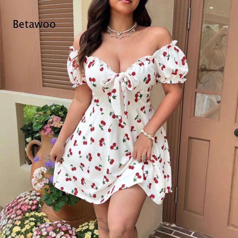 Vestido Mini Floral com Ombros - Off Shoulder Puff Sleeve Sundress avaliação e preço
