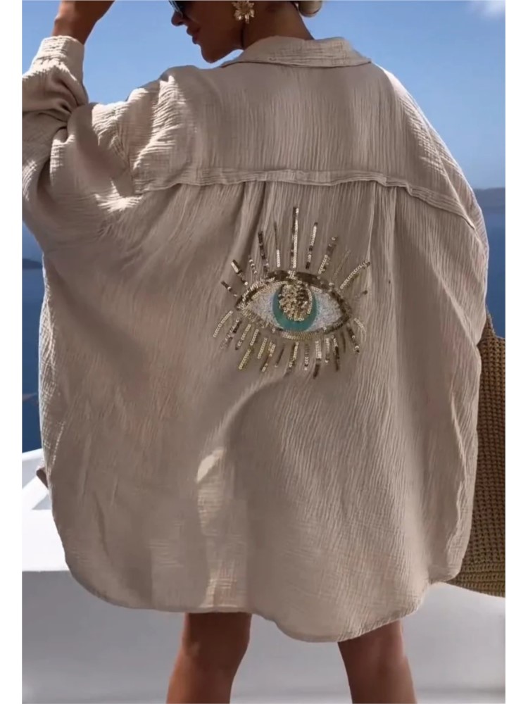Vestido casual de lantejoulas  - Casual Loose Linen Shirt Dress avaliação e preço