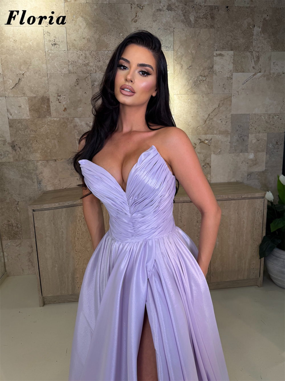 Vestidos de Baile Elegantes Li - Elegant Satin Evening Gown Split avaliação e preço